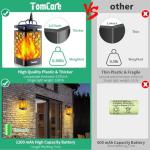 TomCare Solar Lanterns - Waterproof LED Flame Lights, 2 Pack