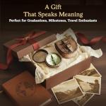 Antiqued Brass Poem Compass with Leather Case