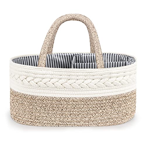 Cotton Baby Organizer Basket with Compartments