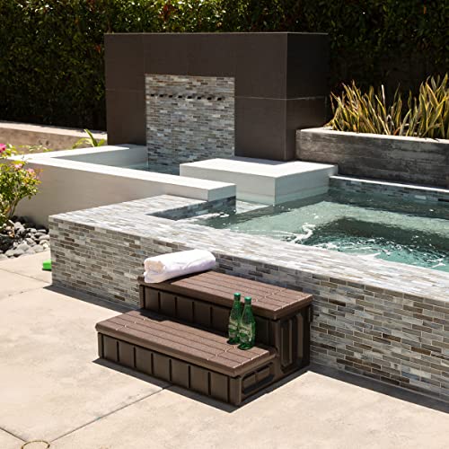 XtremepowerUS Spa Step with Storage, Brown/Black