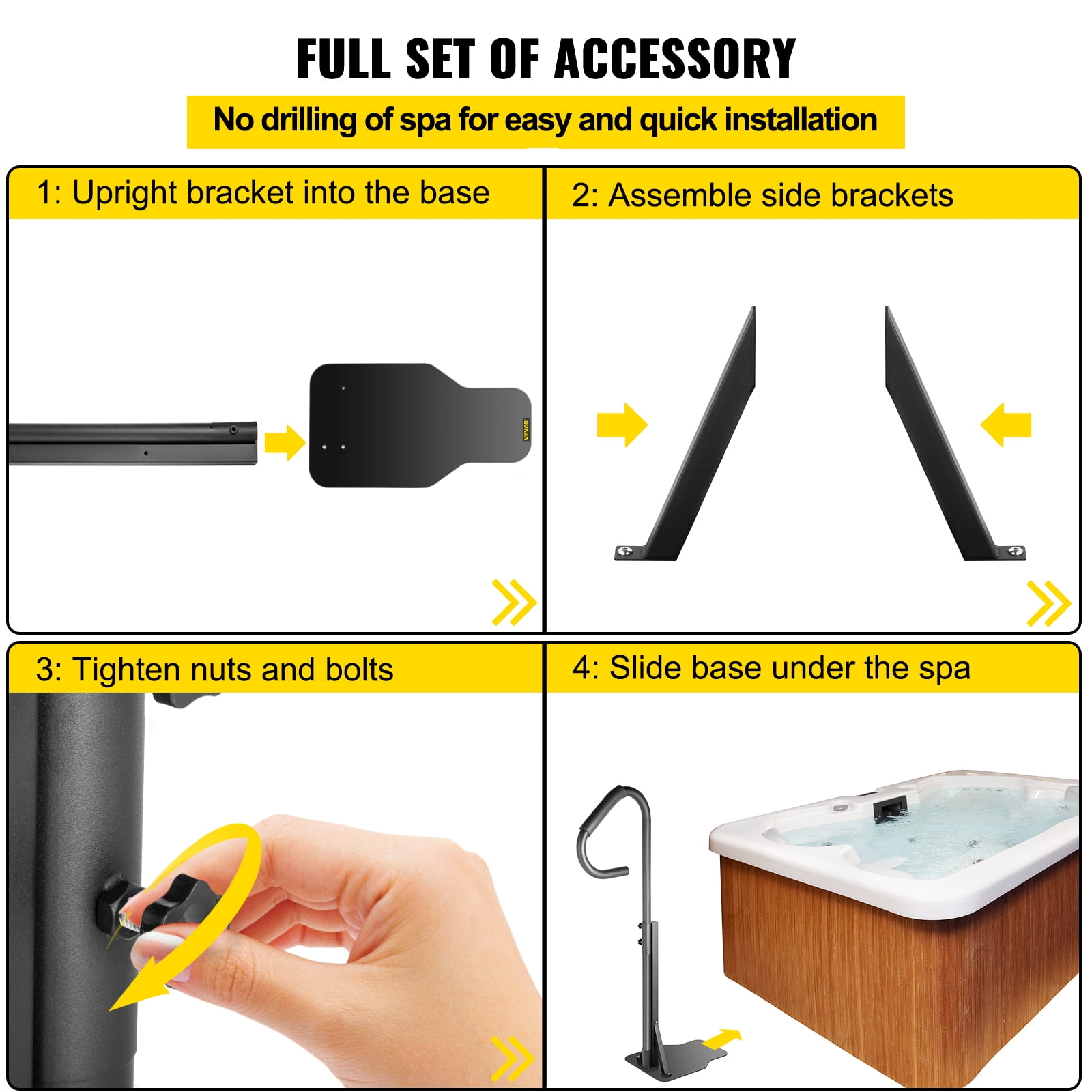 VEVOR Spa Side Handrail with Light, 56" Heavy Duty