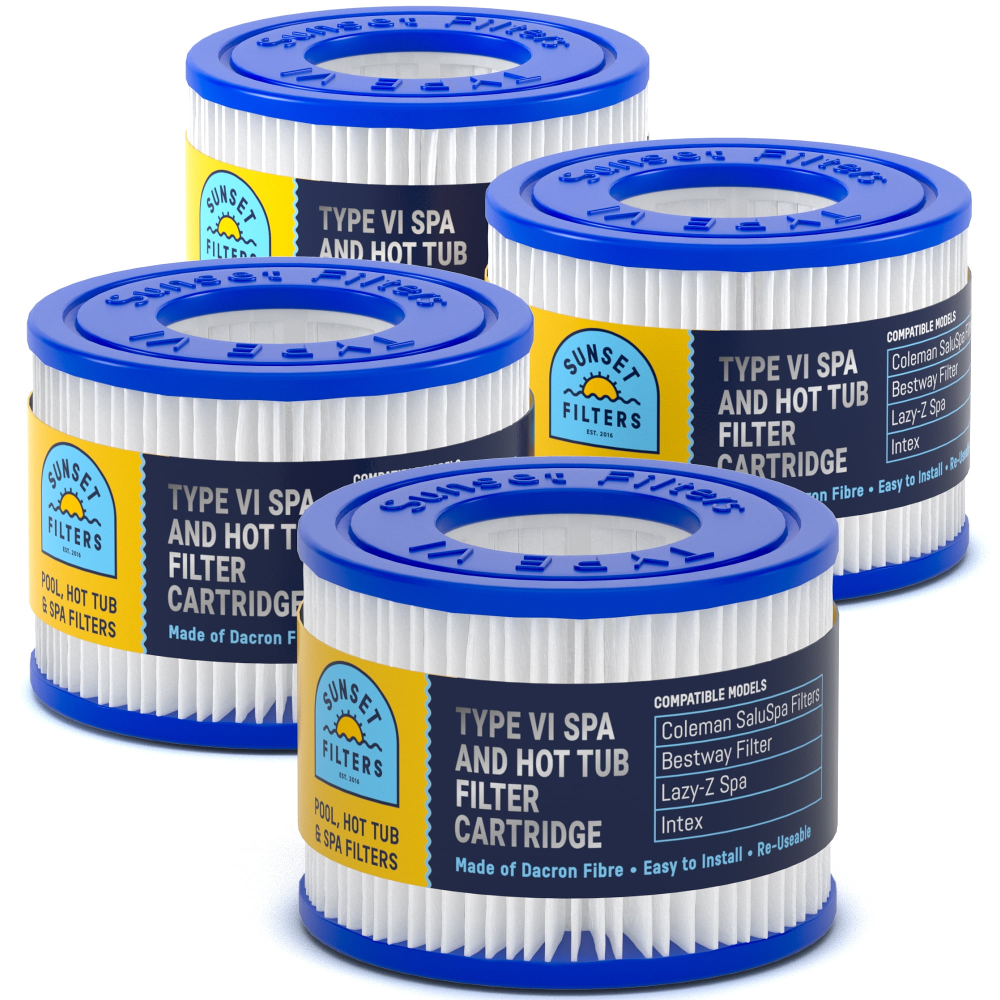 Type VI Hot Tub Filter Replacement Cartridges - 4 Pack