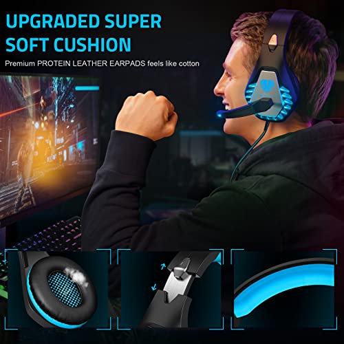Pacrate Gaming Headset with LED Lights - Blue
