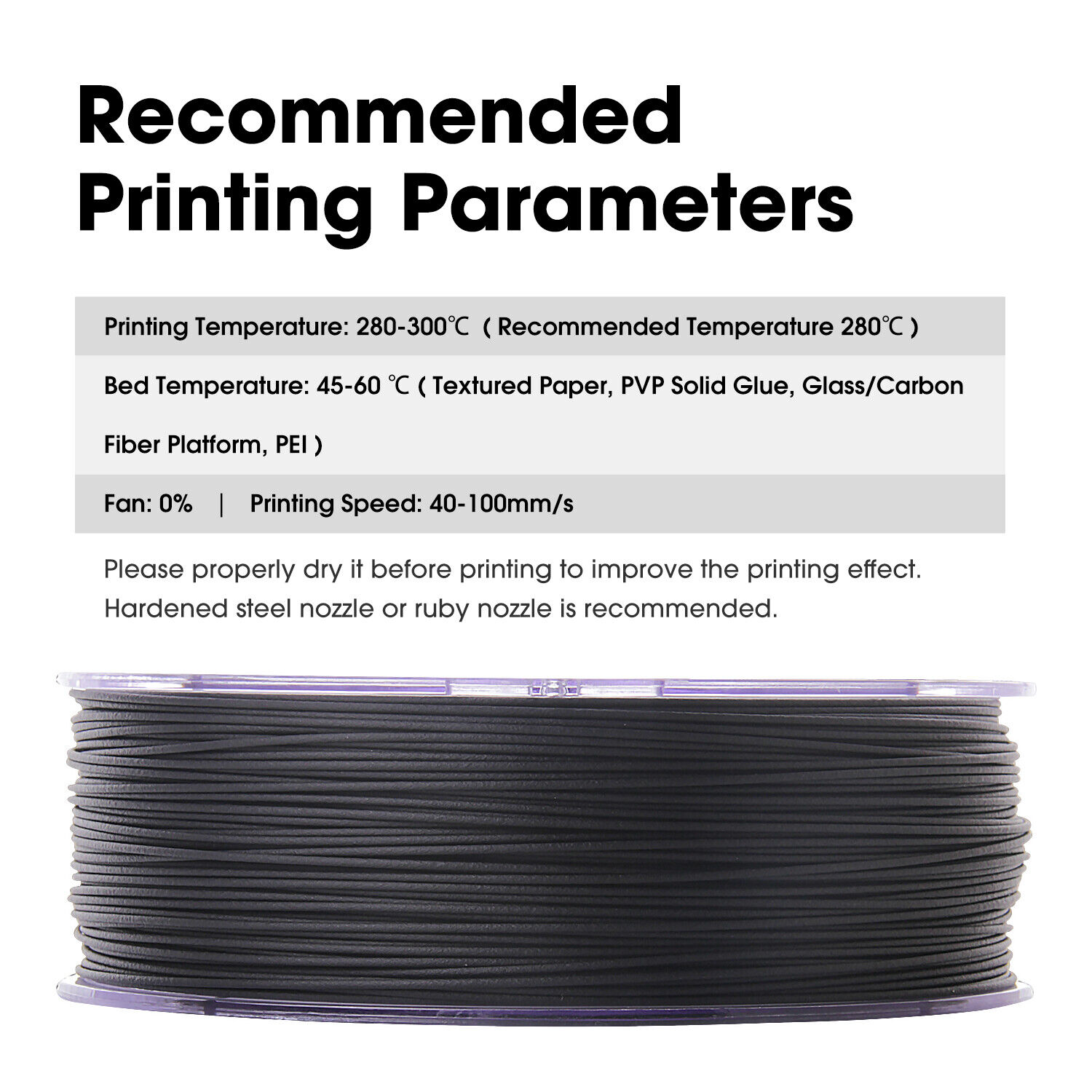 eSUN Carbon Fiber Nylon PA12 Filament for 3D Printers