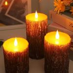 Flameless Pine Bark Electric Wax Candle Set