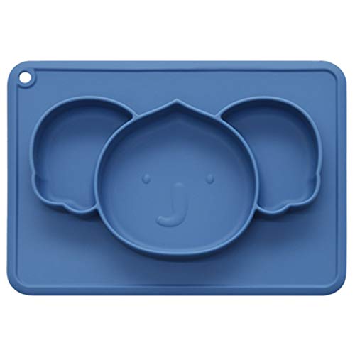 Suction Plate for Babies, Non-Slip Feeding Silicone Placemat for Babies Infants Toddlers Kids Dishes, Stick to High Chair Trays and Table,Microwave Dishwasher Safe (Cute Koala, Baby Blue) from Hey Kids
