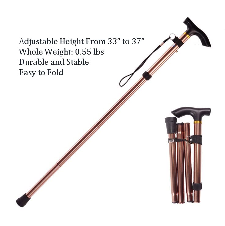 Collapsible Walking Cane for Women & Senior Men, Folding Lightweight Walking Sticks for Seniors Balance, Adjustable Canes, Stick and Crutches for Adults, bastones para caminar Mujer & Hombre (Copper) from MUFANDUO
