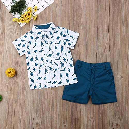 fhutpw Baby Toddler Boy Outfits 2T 3T 4T 5T Clothes Summer Kids Pattern Short Sleeve Button Down Shirt & Shorts Set from 