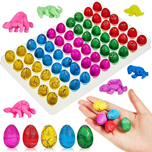 Skylety 60 Pieces Dinosaur Eggs Toys Dino Eggs Grow in Water Hatching in Water Pool Games Science Kits Crack Novelty Toy Mini Dino Egg for Boys Girls Birthday Present Toys Party Favor (Multi-Color) by Skylety