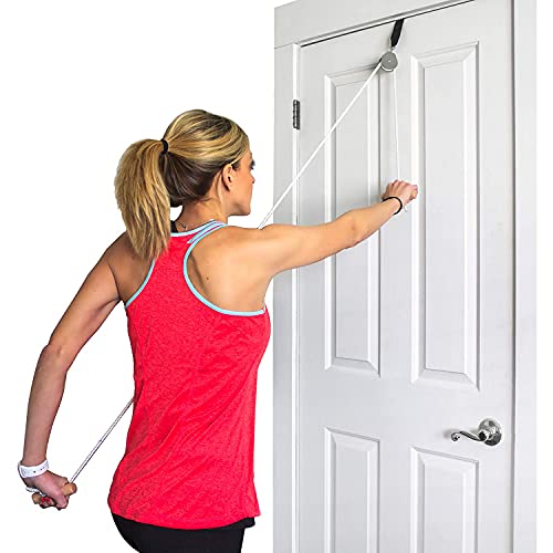 DMI Over the Door Shoulder Pulley for Physical Therapy & Shoulder Rehab, Occupational Therapy Aid, help Increase Mobility & Maneuverability on Injured, Elderly or Disabled w/ Easy Grip Handles, White from Duro-Med