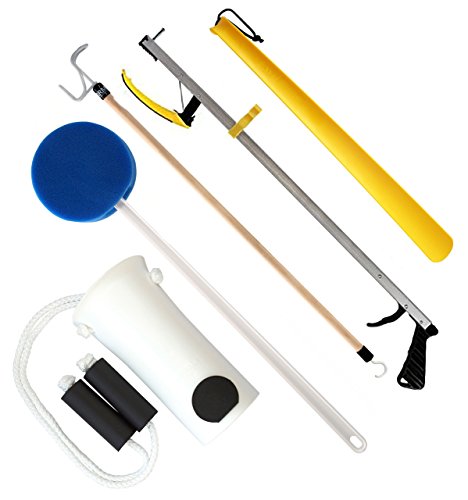 RMS Hip Kit - Premium 5-Piece Hip Knee Replacement Kit - Ideal for Recovering from Hip Replacement, Knee or Back Surgery, Mobility Tool for Moving and Dressing (32 Inch Reacher) from RMS