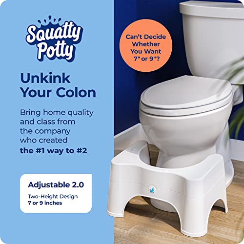 Squatty Potty The Original Bathroom Toilet Stool - Adjustable 2, Convertible to 7" or 9" Height, White by Squatty Potty LLC