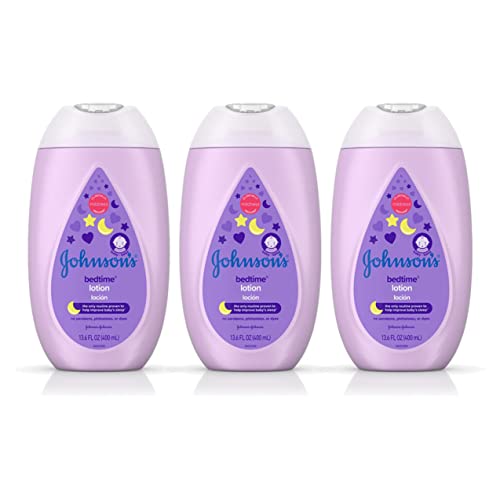 Johnson's Moisturizing Bedtime Baby Body Lotion with Coconut Oil & NaturalCalm Essences to Help Relax Baby, Hypoallergenic & Free of Parabens, Phthalates & Dyes Baby Skin Care, 13.6 fl. oz (Pack of 3) by Johnson's Baby