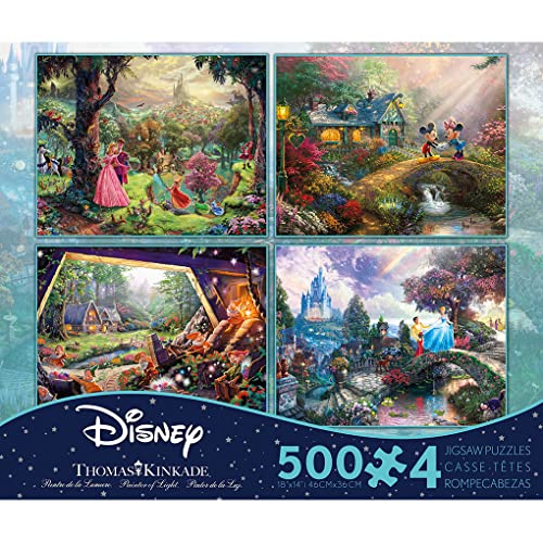 Ceaco Disney The Disney Collection 4 in 1 Multipack Sleeping Beauty, Mickey & Minnie Mouse, Snow White & Seven Dwarfs, and Cinderella Jigsaw Puzzles, (4) 500 Pieces from Ceaco