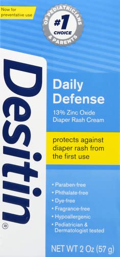 Desitin Daily Defense Baby Diaper Rash Cream with 13% Zinc Oxide Barrier Cream to Treat, Relieve & Prevent Diaper Rash, Hypoallergenic, Dye-, Phthalate- & Paraben-Free, Travel Size, 2 oz by Johnson & Johnson SLC