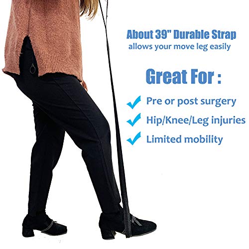 Leg Lifter Strap Rigid Knee Hip Replacement Recovery Kit Foot Lifter Strap Knee Thigh Patient Handicap Car Assist Lift Belt for Adult, Elderly, Disability Mobility Aid Occupational Therapy Tools (39") from Mybow