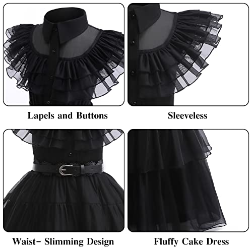 JOURPEO Girls Cosplay Princess Outfits Kids Halloween Party Dress Stage Show Party Dress Up (Black, 5-6 Years) by 