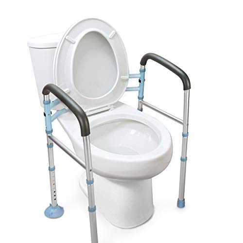 OasisSpace Stand Alone Toilet Safety Rail - Heavy Duty Medical Toilet Safety Frame for Elderly, Handicap and Disabled - Adjustable Bathroom Toilet Handrails, Width Adjustable Design, Fit Any Toilet by OasisSpace