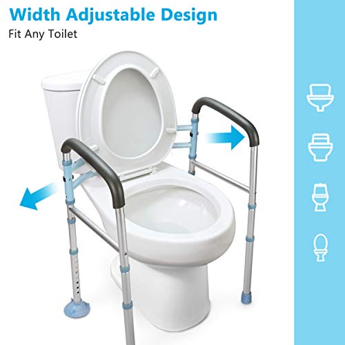 OasisSpace Stand Alone Toilet Safety Rail - Heavy Duty Medical Toilet Safety Frame for Elderly, Handicap and Disabled - Adjustable Bathroom Toilet Handrails, Width Adjustable Design, Fit Any Toilet by OasisSpace