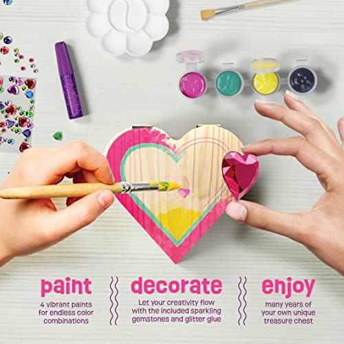 Paint Your Own Wooden Kids Heart Treasure Box Kit - Art Kits for Toddler Girl - Arts and Craft Easter Gifts for Ages 3-6 Year Old Girls - DIY Jewelry Box Toys - Best Crafts Painting Projects Gift from Pretty Me