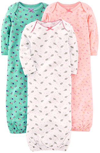 Simple Joys by Carter's Baby Girls' 3-Pack Cotton Sleeper Gown, Pink/Mint/White, 0-3 Months from Simple Joys by Carter's