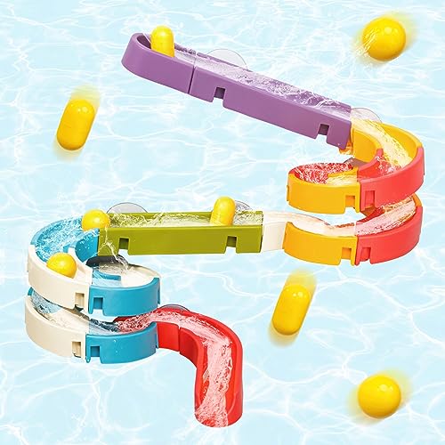 Duck Slide Bath Toys for Kids Ages 4-8, Wall Track Building Set 3+ Year Old, Fun DIY Kit Bathtub Time Birthday Gift for Toddler Boys & Girls (34 PCS) from Aprilwolf creations