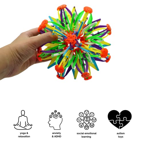 4E's Novelty Expandable Breathing Ball Toy Sphere for Kids Stress Reliever Fidget Toys Colors May Vary for Yoga Anxiety Relaxation Expands from 5.6" to 12" by 4E's Novelty
