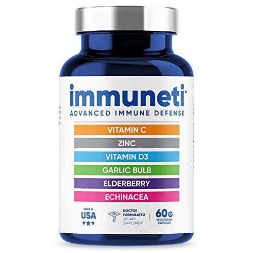 Immuneti - Advanced Immune Defense, 6-in-1 Powerful Blend of Vitamin C, Vitamin D3, Zinc, Elderberries, Garlic Bulb, Echinacea - Supports Overall Health, Provides Vital Nutrients & Antioxidants by Immuneti Nutrition