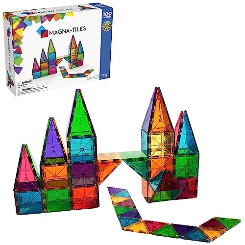 Magna-Tiles 100-Piece Clear Colors Set, The Original Magnetic Building Tiles For Creative Open-Ended Play, Educational Toys For Children Ages 3 Years + from School Specialty