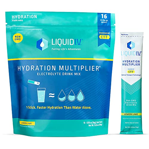 Liquid I.V. Hydration Multiplier - Lemon Lime - Hydration Powder Packets | Electrolyte Supplement Drink Mix | Low Sugar | Easy Open Single-Serving Stick | Non-GMO (Lemon Lime/16 Count) from Liquid I.V.