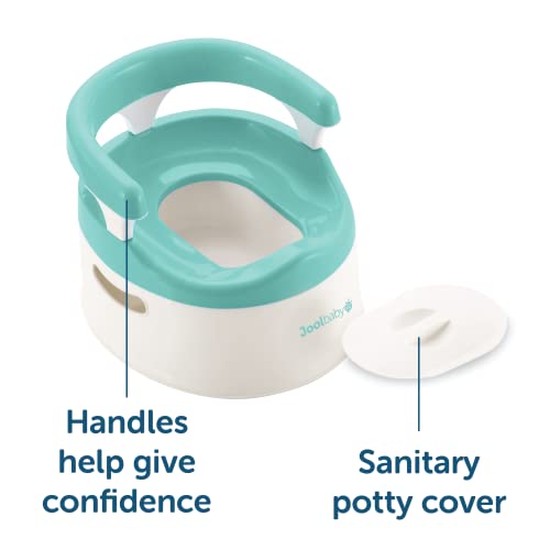 Child Potty Training Chair for Boys and Girls, Handles & Splash Guard - Comfortable Seat for Toddler - Jool Baby (Aqua) by Jool Baby Products