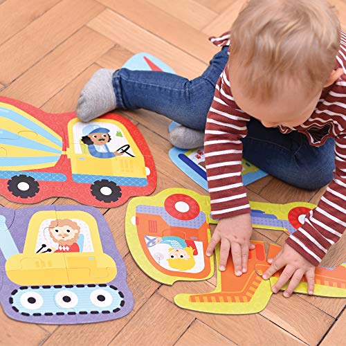 Banana Panda - Hands at Play Construction Vehicles - Jigsaw Puzzle Set - includes 4 Large Progressive Puzzles for Kids Ages 2 Years and Up from Banana Panda