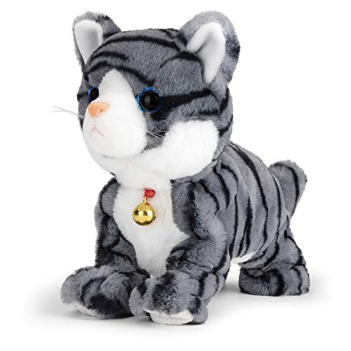 Interactive Electronic Plush Toy - Animated Sound Control Electronic Pet Robot Cat Kitten Toys Gifts for Boys & Girls Kids Birthday Christmas(LED Eyes) (Gray) from Smalody