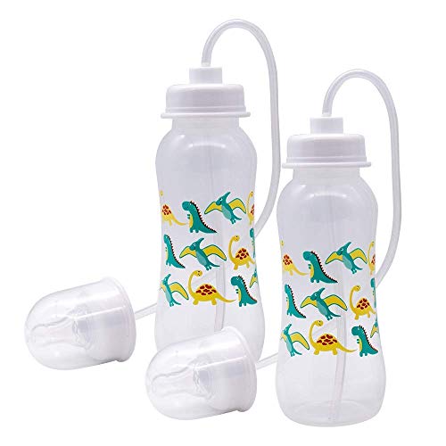 Podee Hands Free Baby Bottle - Anti-Colic Self Feeding System (Dinosaur, 9 oz - 2 Pack) by Podee