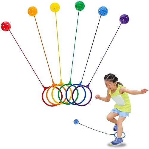 Get Out! Jump Leg Swing Ball Toy Set in 6 Assorted Colors - Rope Ankle Skip Ball Game for Kids Recess and Adult Sports from Get Out!