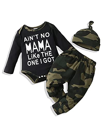 Baby Boy Clothes Newborn Boy Outfits Bodysuit Tops+Camouflage Pants Infant Baby Boy's Clothing by 