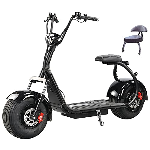 eHoodax 3000w Fat tire Electric Scooter with 2 Seatsï¼Adults Citycoco Scooters Up to 32 Mph & 60V 20Ah Lithium Removable Battery with Alarm Anti-Theft Device US Charger (20AH) by eHoodax