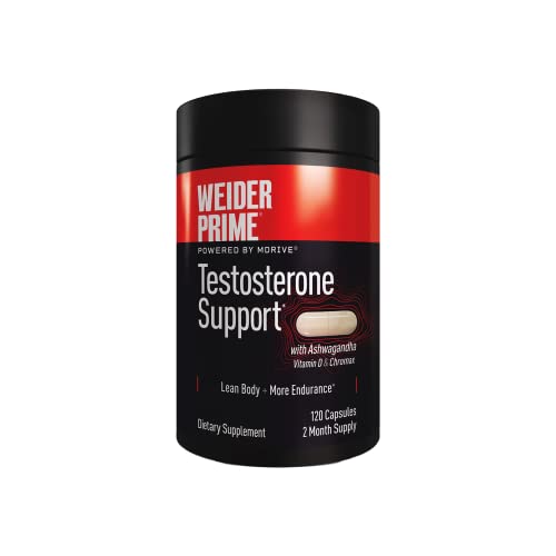 Weider Prime Testosterone Supplement for Men, Healthy Testosterone Support to Help Boost Strength and Build Lean Muscle, 120 Capsules by Weider Global Nutrition