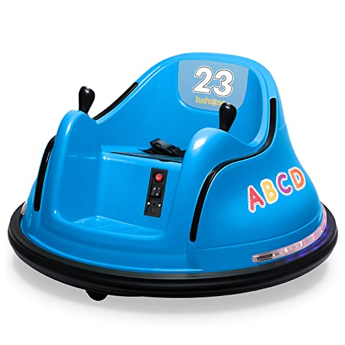 Kidzone 12V 2-Speeds Electric Ride On Bumper Car for Kids & Toddlers 1.5-5 Years Old, DIY Sticker Baby Bumping Toy Gifts W/Remote Control, LED Lights, Bluetooth & 360 Degree Spin, ASTM Certified by Kidzone