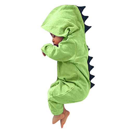 Newborn Baby Boy Girl Cute Dinosaur Hooded Romper Jumpsuit Clothes (3M, Green) by Napoo-baby outfits