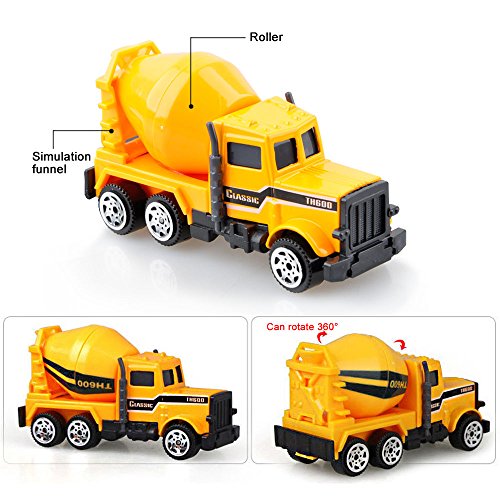 Gimilife Play Vehicles, 6 Set Toy Construction Vehicles, Assorted Trucks Mini Car Toy, Friction Powered Push & Play Engineering Vehicles for Age 3 Years and Up Boys and Girls as Gift from Gimilife