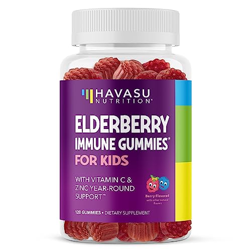 Havasu Nutrition Elderberry Gummies to Support Immune System Health - Made with Plant-Based Pectin; No Gelatin, No Fructose Corn Syrup, Gluten Free & Natural Ingredients (Elderberry Kids, 120 Count) from Havasu Nutrition
