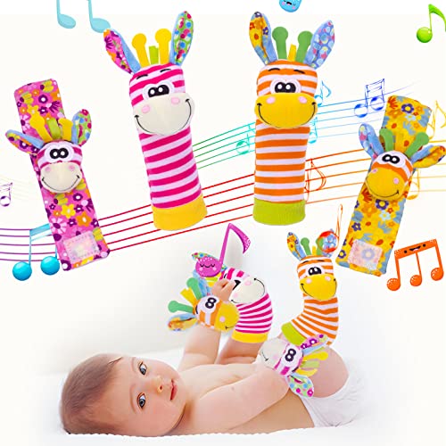 PADONISE Wrist Rattles Baby Socks Baby Toys Set Soft Sensory Toys for Babies Cartoon Animal Rattles Sock Early Development Toy Baby Shower Birth Gift for Newborn Infant Baby Boy Girl 0 to 3 Years Old from PADONISE
