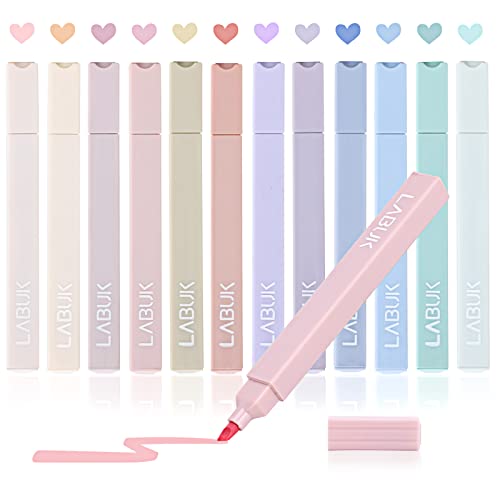 LABUK 12pcs Pastel Highlighters Aesthetic Cute Bible Highlighters and Pens No Bleed, with Mild Assorted Colors, Dry Fast Easy to Hold for Journal Planner Notes School Office Supplies by Cocabor