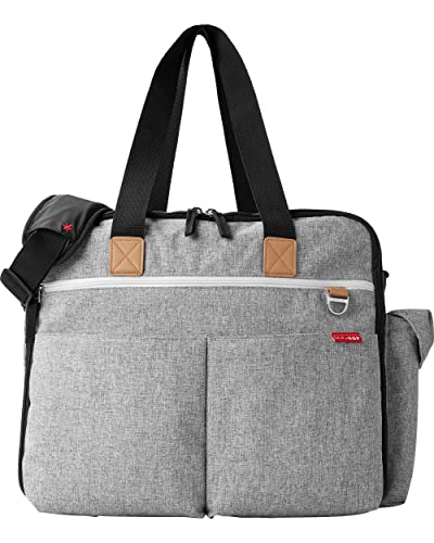 Skip Hop Diaper Bag: Iconic Duo Weekender, Extra Large Capacity with Changing Pad & Stroller Attachment, Grey Melange by Skip Hop