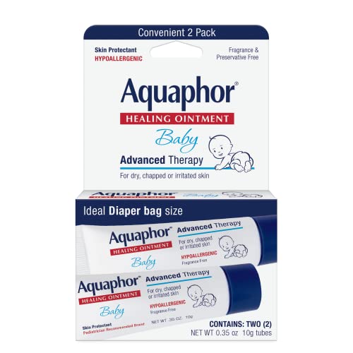 Aquaphor Baby Healing Ointment To-Go Pack - Advanced Therapy for Chapped Cheeks and Diaper Rash - Fragrance Free, 0.7 Ounce, 2 Count from Aquaphor