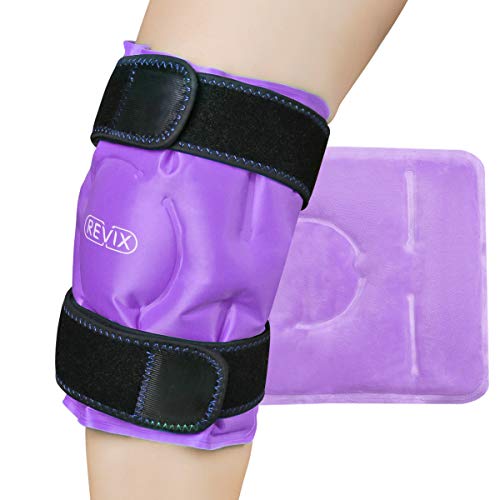 REVIX Knee Ice Pack for Injuries Reusable, Gel Ice Wrap with Cold Compression for Injury and Post-Surgery Recovery, Soft Plush Cover and Hands-Free Application by REVIX