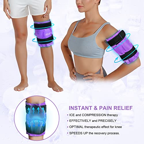 REVIX Knee Ice Pack for Injuries Reusable, Gel Ice Wrap with Cold Compression for Injury and Post-Surgery Recovery, Soft Plush Cover and Hands-Free Application by REVIX