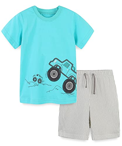 Toddler Boy's Summer Clothes Outfits,T-shirt and Short Clothing Set Green Truck Size 6 from 