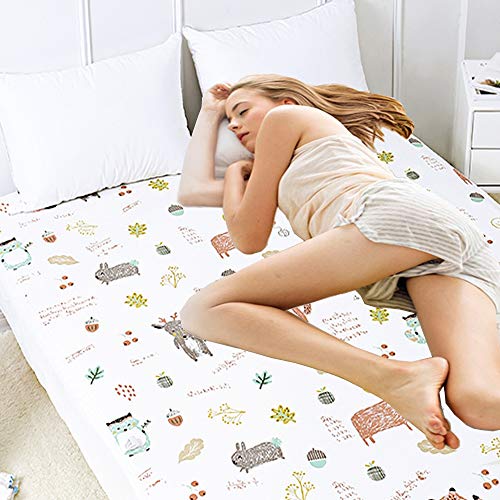 Baby Waterproof Bed Pad Washable Mattress Pad Reusable Underpads Bed Wetting Incontinence Cover for Baby Toddler Children and Adults (Squirrel) by COZUMO